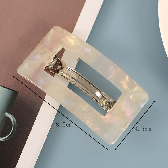 Women's Handmade Acetate Rectangular Hair Clips Minimalist Geometric Spring Ponytail Barrettes