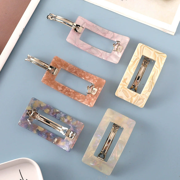 Women's Handmade Acetate Rectangular Hair Clips Minimalist Geometric Spring Ponytail Barrettes