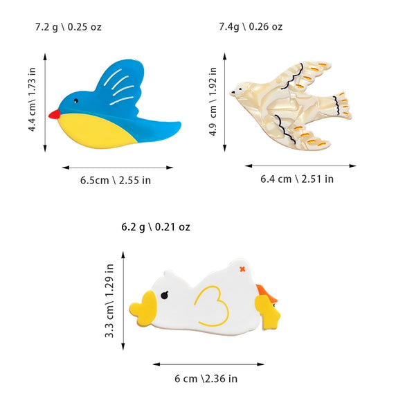 Women's Handmade Acetic Acid Bird Series Small Hairpin Cartoon Animal Style Side Clip For Broken Hair Bangs