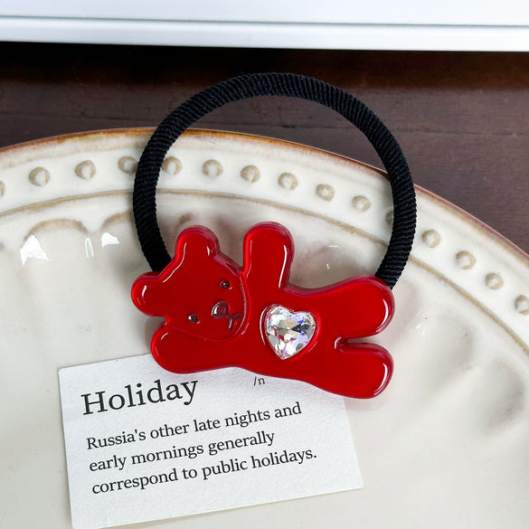 Women's Handmade Acetic Acid Duckbill Hairpin With Waving Bear Design Versatile Hair Accessory