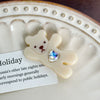 Women's Handmade Acetic Acid Duckbill Hairpin With Waving Bear Design Versatile Hair Accessory