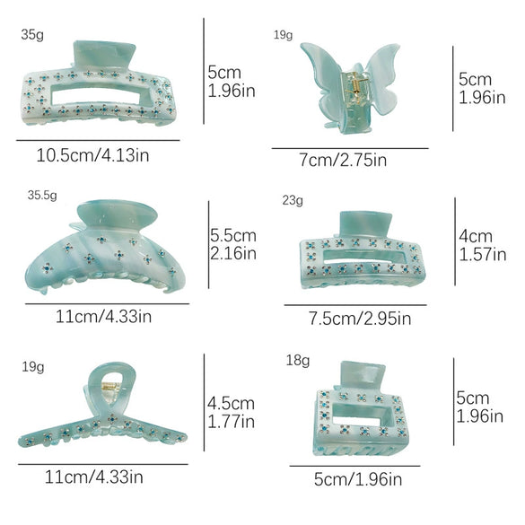 Women's Handmade Acetic Acid Geometric Style Diamondencrusted Hair Grab Clip