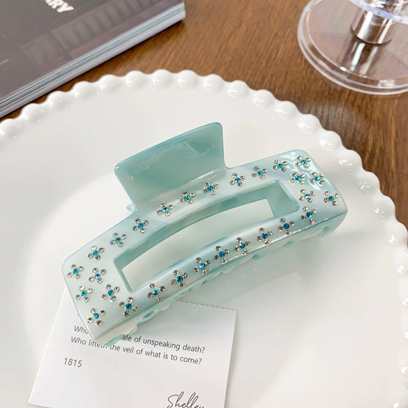 Women's Handmade Acetic Acid Geometric Style Diamondencrusted Hair Grab Clip