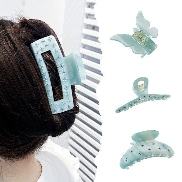 Women's Handmade Acetic Acid Geometric Style Diamondencrusted Hair Grab Clip