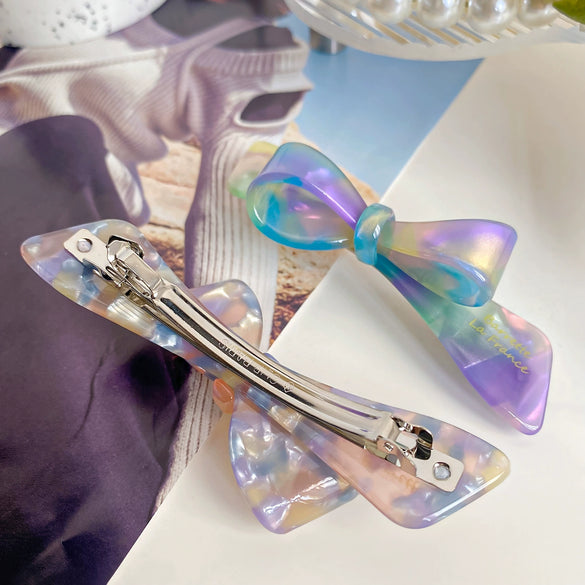 Women's Handmade Acetic Acid Hair Accessories Stereo Bow Spring Clip