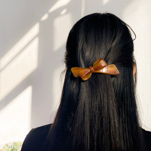 Women's Handmade Acetic Acid Hair Accessories Stereo Bow Spring Clip