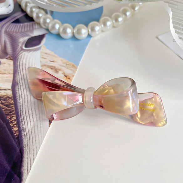 Women's Handmade Acetic Acid Hair Accessories Stereo Bow Spring Clip