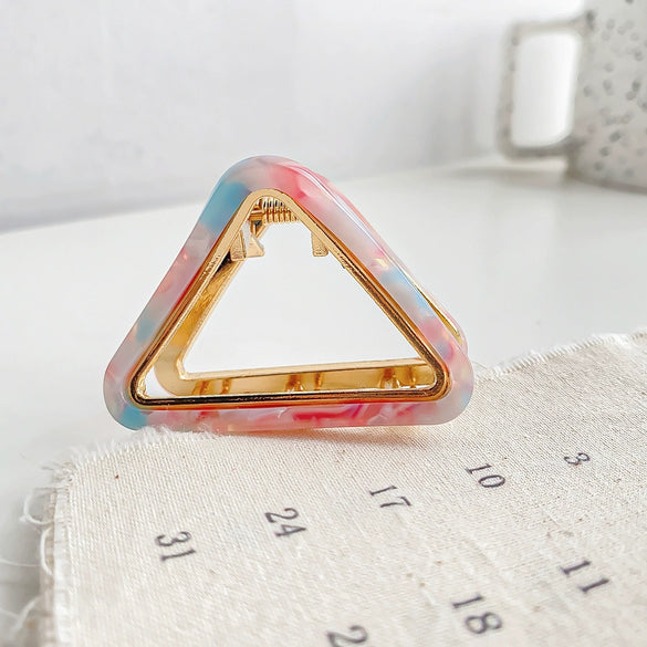Women's Handmade Acetic Acid Metal Triangle Grip Hair Clip For High Horsetail Fixing
