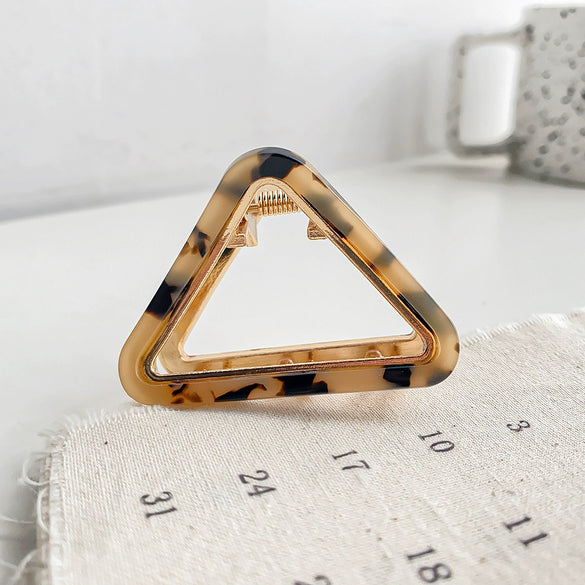Women's Handmade Acetic Acid Metal Triangle Grip Hair Clip For High Horsetail Fixing