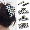 Women's Handmade Acetic Acid Plate Vintage Allmatch Checkerboard Hair Shark Clip Hair Accessories