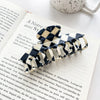Women's Handmade Acetic Acid Plate Vintage Allmatch Checkerboard Hair Shark Clip Hair Accessories