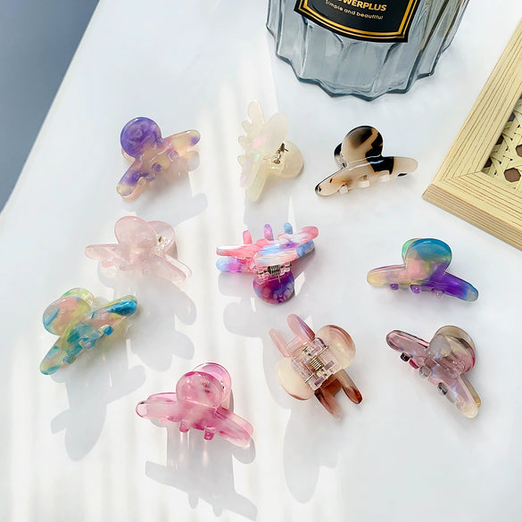 Women's Handmade Acetic Acid Small Grab Clip Hairpin With Lovely Geometric Style