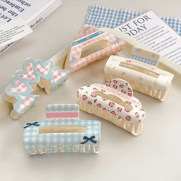 Women's Handmade Acrylic Floral Pattern Bow Hair Clip Hair Accessories