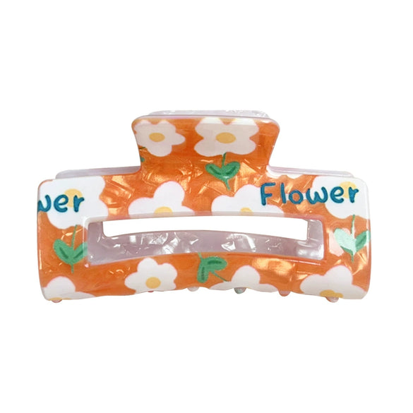 Women's Handmade Acrylic Flower Dopamine Hollow Square Hair Clip Jewelry