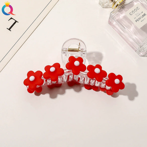 Women's Handmade Acrylic Flower Hair Claw Clip Elegant Sweet Shark Clip Hair Accessory