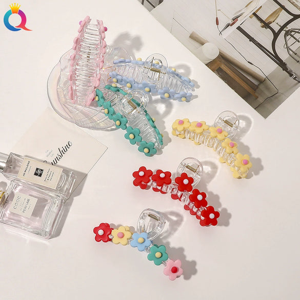 Women's Handmade Acrylic Flower Hair Claw Clip Elegant Sweet Shark Clip Hair Accessory