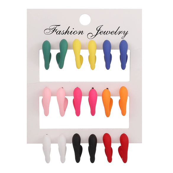 Women's Handmade Acrylic Geometric Cshaped Earrings Set