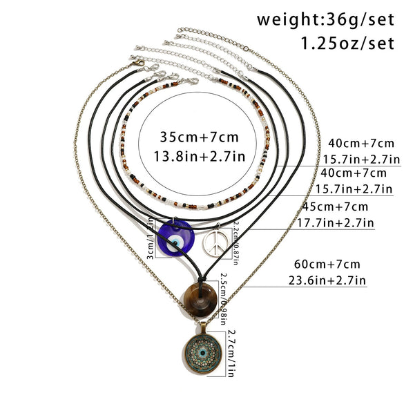 Women's Handmade Acrylic Geometric Jewelry Necklace With Skin Wax Thread