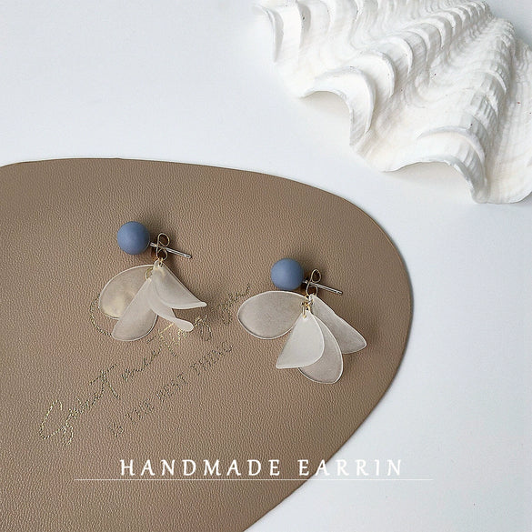 Women's Handmade Acrylic Leaf Earrings With Silver Needle Electroplated Finish Gentle All Match Plant Style Jewelry