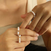 Women's Handmade Alien Pearl Baroque Style Elastic Ring 316L Stainless Steel Electroplated Beaded Winding Hand Jewelry
