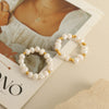 Women's Handmade Alien Pearl Baroque Style Elastic Ring 316L Stainless Steel Electroplated Beaded Winding Hand Jewelry
