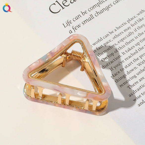 Women's Handmade Alloy And Acetate Geometric Cutout Shark Hair Clip Elegant Back Hair Accessory