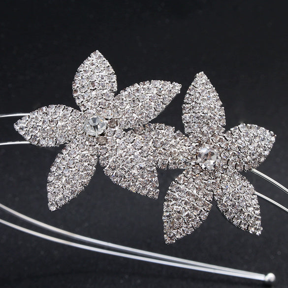 Women's Handmade Alloy Floral Rhinestone Bridal Headband Tiara Crown Wedding Hair Accessory