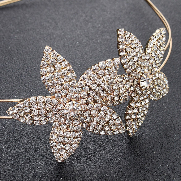 Women's Handmade Alloy Floral Rhinestone Bridal Headband Tiara Crown Wedding Hair Accessory