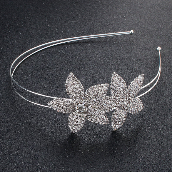 Women's Handmade Alloy Floral Rhinestone Bridal Headband Tiara Crown Wedding Hair Accessory