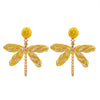 Women's Handmade Alloy Geometric Dragonfly Earrings With Diamond Design