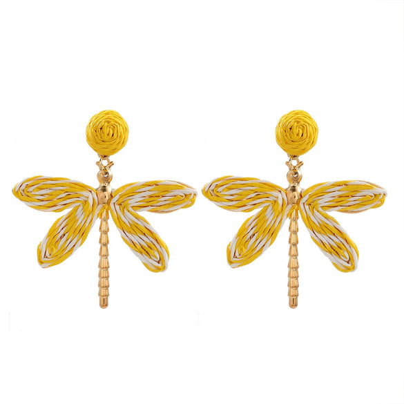 Women's Handmade Alloy Geometric Dragonfly Earrings With Diamond Design
