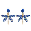 Women's Handmade Alloy Geometric Dragonfly Earrings With Diamond Design