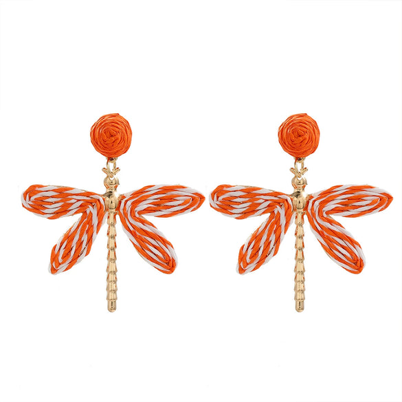 Women's Handmade Alloy Geometric Dragonfly Earrings With Diamond Design