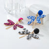 Women's Handmade Alloy Geometric Dragonfly Earrings With Diamond Design