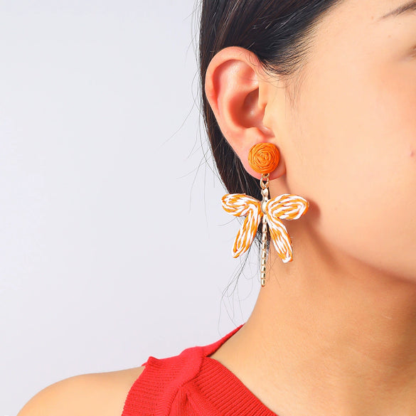 Women's Handmade Alloy Geometric Dragonfly Earrings With Diamond Design