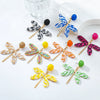 Women's Handmade Alloy Geometric Dragonfly Earrings With Diamond Design