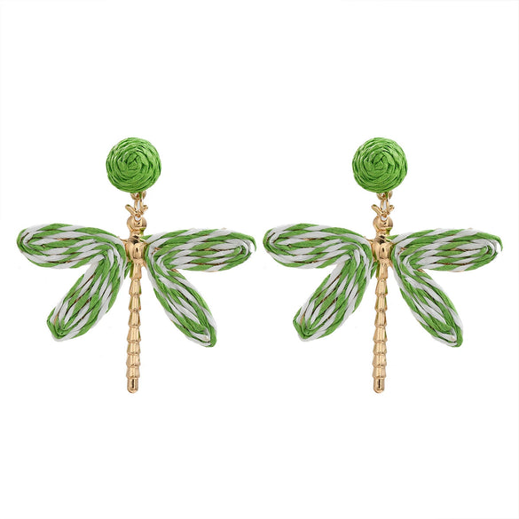 Women's Handmade Alloy Geometric Dragonfly Earrings With Diamond Design