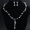 Women's Handmade Alloy Jewelry Set Pearl Necklace And Earrings Two Piece Set With Crystal Heart Water Drop And Bell Pendant