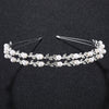 Women's Handmade Alloy Pearl Headband With Double Layer Floral Design Elegant Bridal Hair Accessory