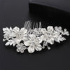 Women's Handmade Alloy Rhinestone Enamel Flower Bridal Hair Comb Classic Crystal Wedding Hair Headdress