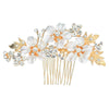 Women's Handmade Alloy Rhinestone Enamel Flower Bridal Hair Comb Classic Crystal Wedding Hair Headdress