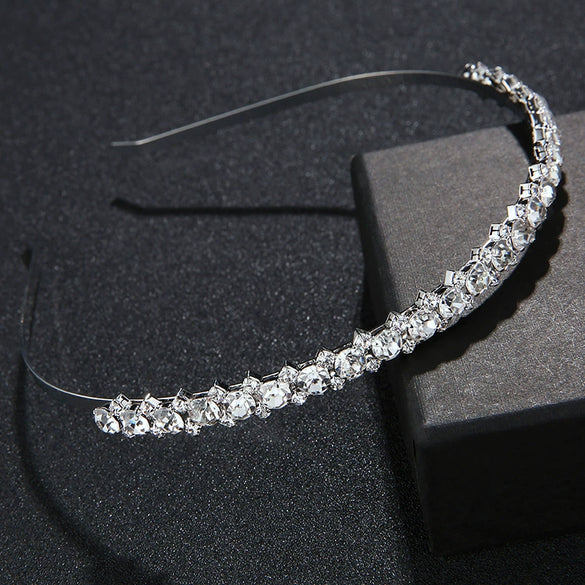 Women's Handmade Alloy Rhinestone Inlaid Crystal Headband Simple Bridal Wedding Hair Accessory