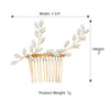 Women's Handmade Alloy Rhinestone Leaf Hair Comb Electroplated Bridal Wedding Headdress Elegant Golden Hair Accessory
