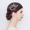 Women's Handmade Alloy Rhinestone Leaf Hair Comb Electroplated Bridal Wedding Headdress Elegant Golden Hair Accessory