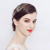 Women's Handmade Alloy Rhinestone Leaf Hair Comb Electroplated Bridal Wedding Headdress Elegant Golden Hair Accessory