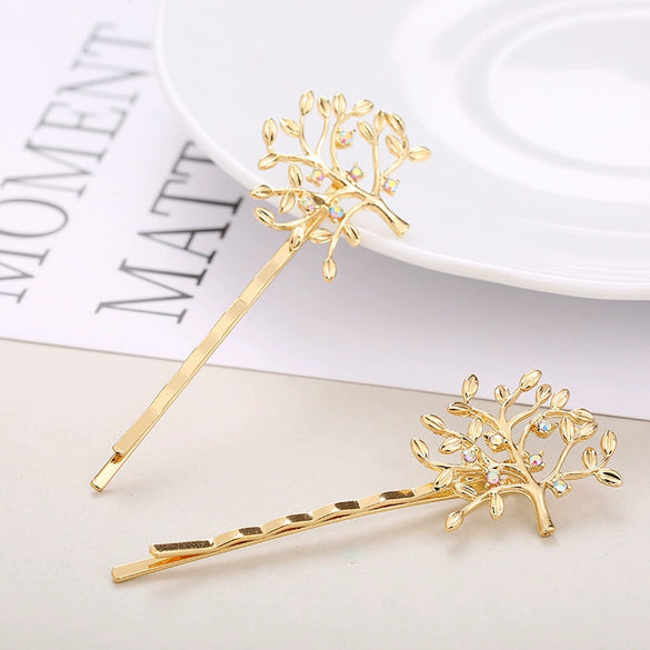 Women's Handmade Artificial Crystal Animals Hairpins Money Tree Deer Snowflake Oneword Clips Trendy Cute Headwear