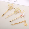Women's Handmade Artificial Crystal Animals Hairpins Money Tree Deer Snowflake Oneword Clips Trendy Cute Headwear