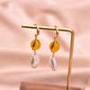 Women's Handmade Baroque Pearl Geometric Earrings Retro Simple Electroplated Winding Drop Earrings