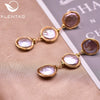 Women's Handmade Baroque Pearl Geometric Earrings Retro Simple Electroplated Winding Drop Earrings