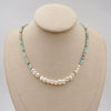 Women's Handmade Beaded Geometric Pearl Necklace And Bracelet With Cross Chain